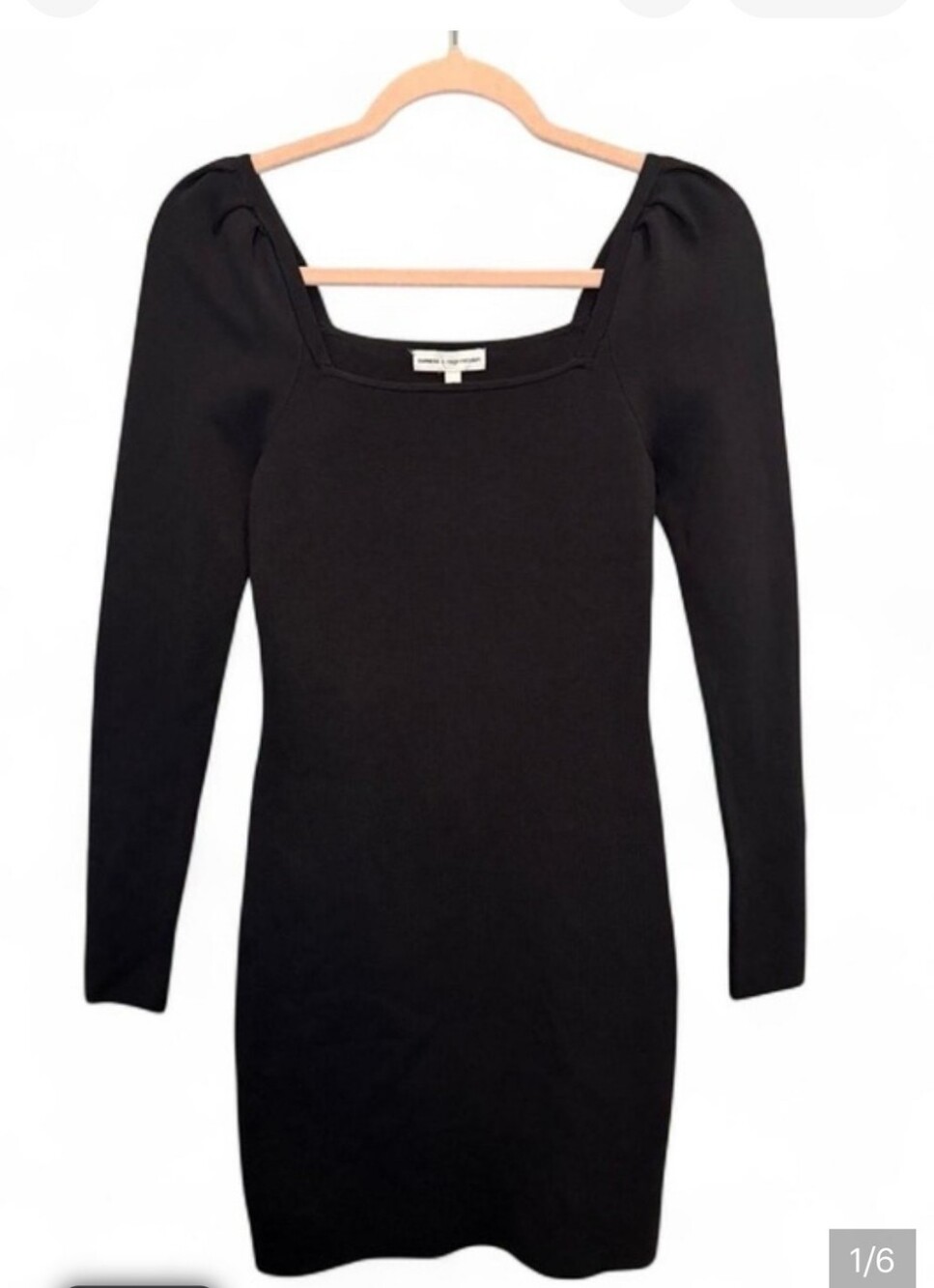 New Express X Negin Mirsalehi Black Long-Sleeve Square-Neck Bodycon Dress